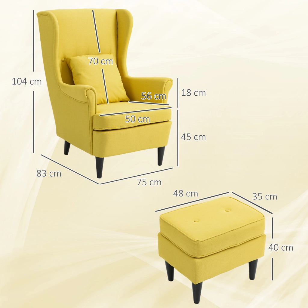 Poltrona con poggiapiedi ¨C zephmum ¨C tessuto giallo