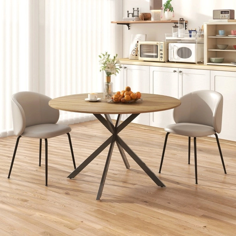 Tavolo da pranzo rotondo Ø 120 cm rovere con gambe in acciaio