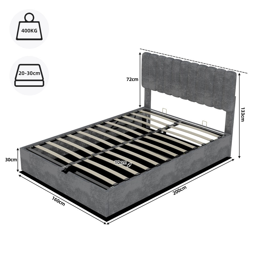 Letto Contenitore Imbottito con Testiera ¨C Xylo ¨C Grigio 160x200 cm