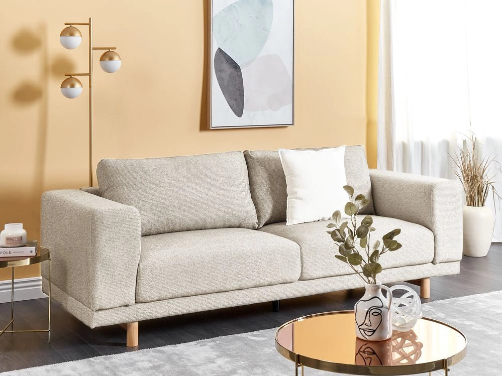 Divano a 3 posti tessuto beige moderno stile retrò soggiorno
