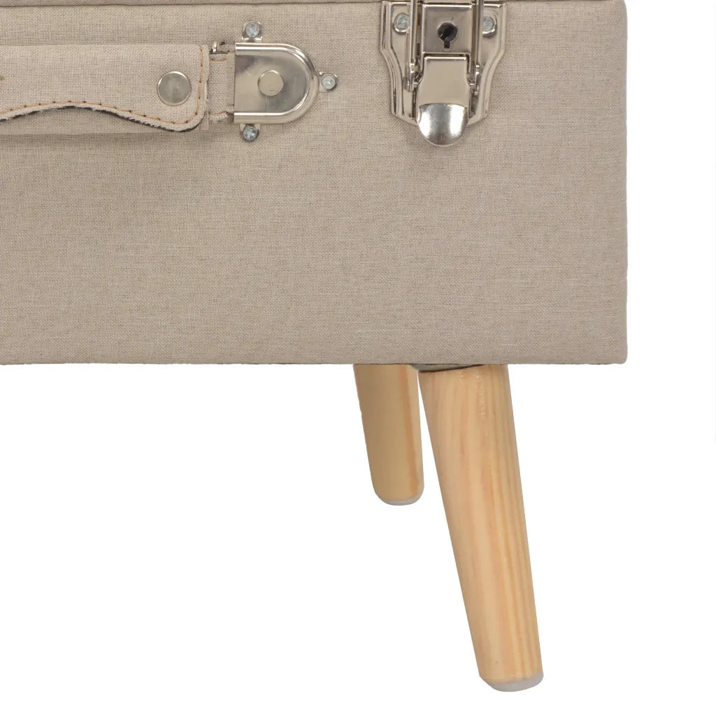Sgabello con Contenitore 40 cm in Tessuto Beige 247518
