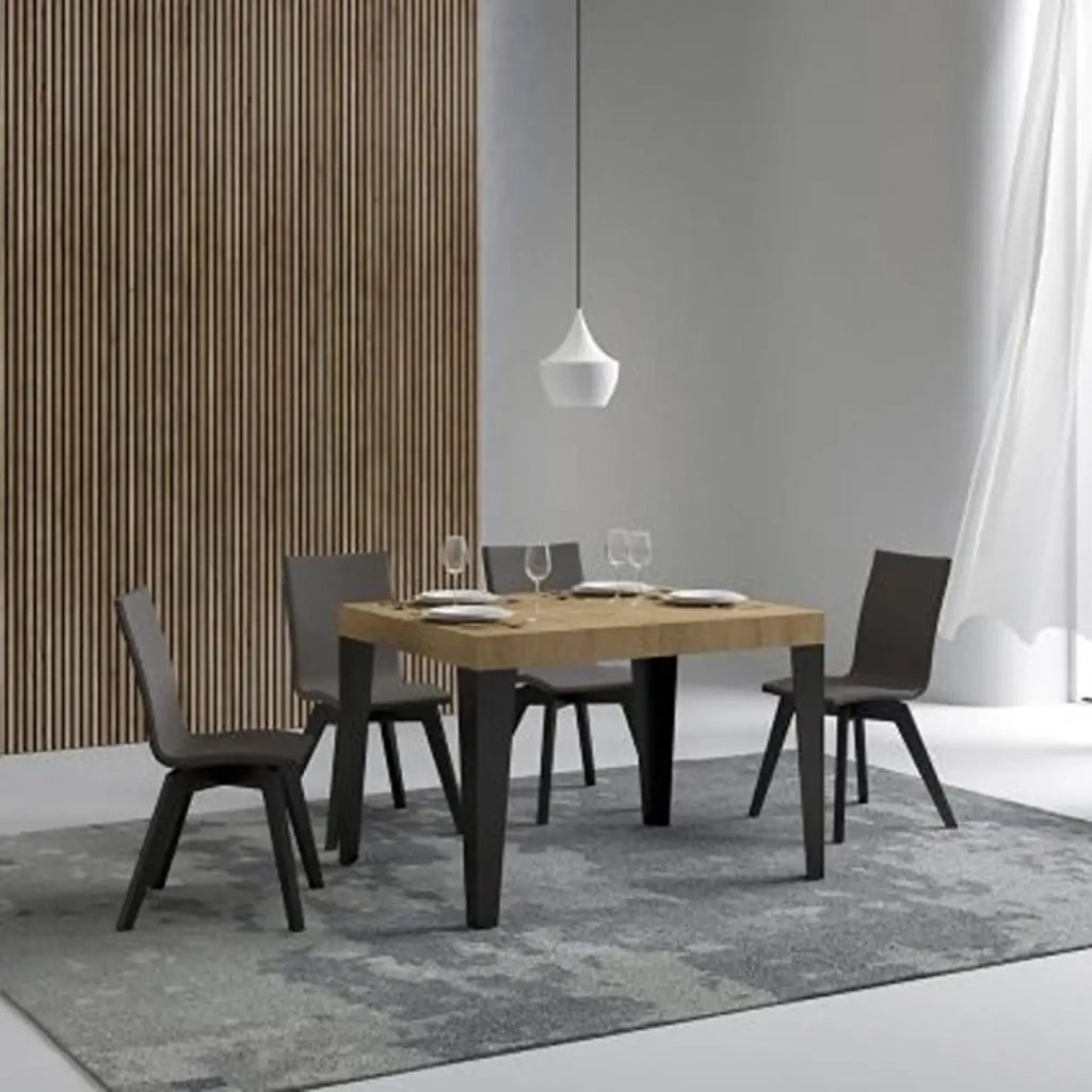 Tavolo allungabile 90/246x90 cm Flame colore quercia natura gambe antracite