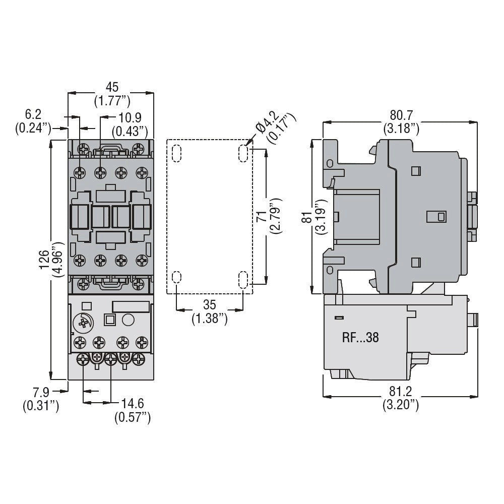 Contattore tripolare 9A AC3 -230V 3P+1NO Lovato