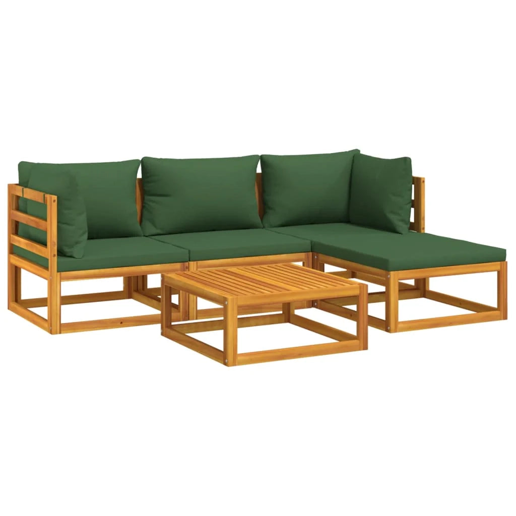 Set di mobili da giardino mobili da esterno 5 pezzi con cuscini legno massello verde 02_0016510