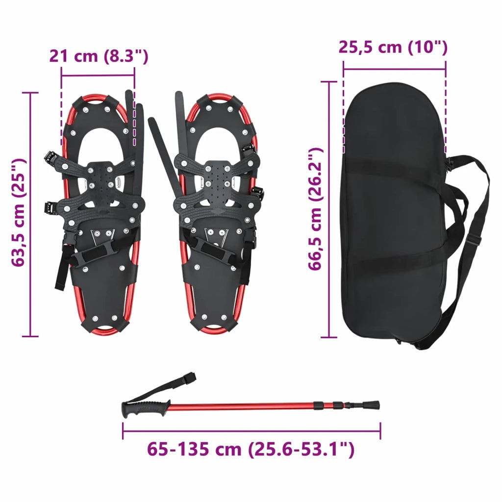 Racchette da neve 3 in 1 con bastoni da trekking Rosso e Nero CFW5825015