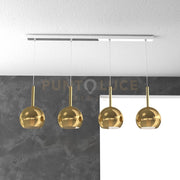 SOSP. CROMO RETTANGOLARE 4 LUCI VETRI TUTTI PICCOLO ORO 1155CR-S4 RP-OR