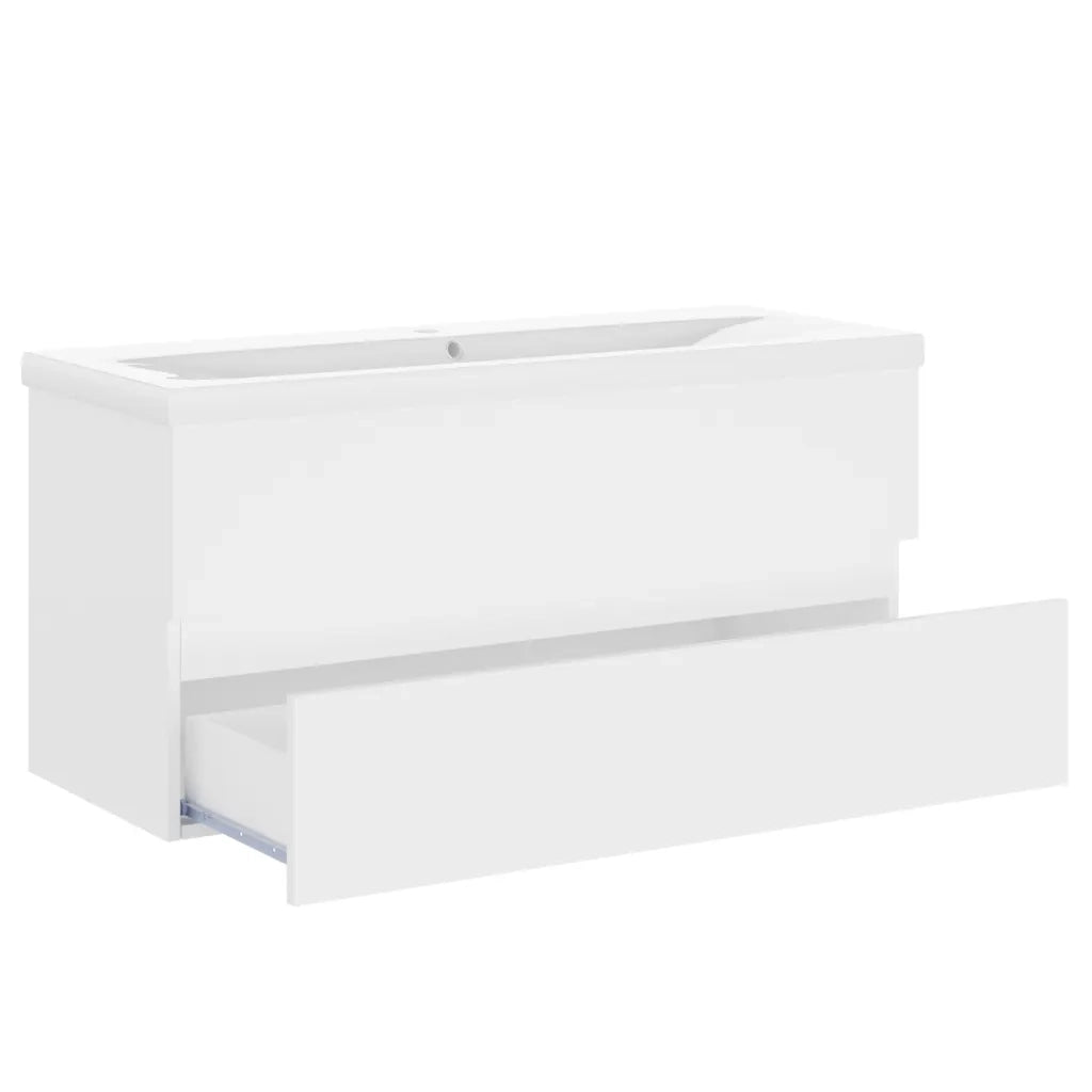 Mobile con Lavabo Integrato Bianco in Legno Multistrato