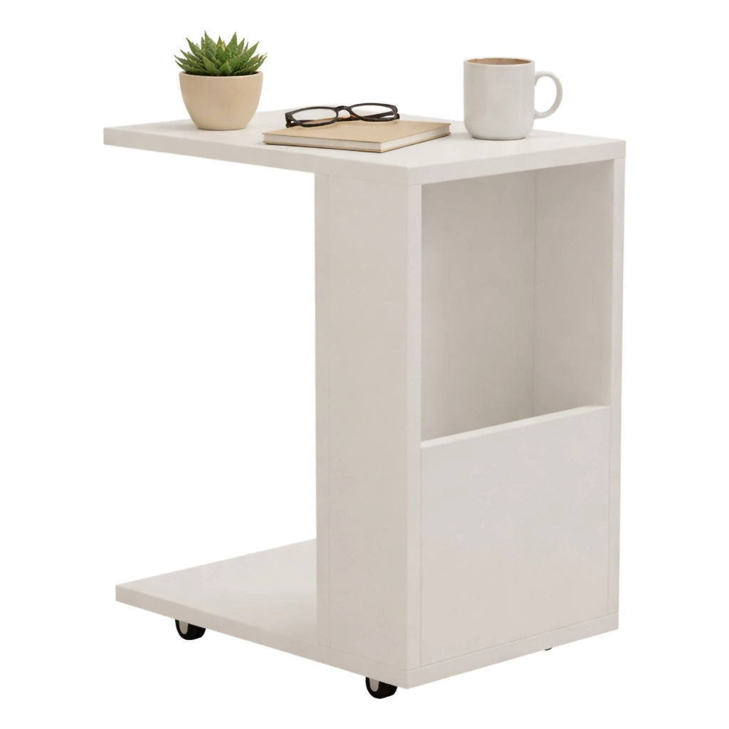 Monticano, Tavolino da Salotto con Ruote, 30x40x50h cm Bianco