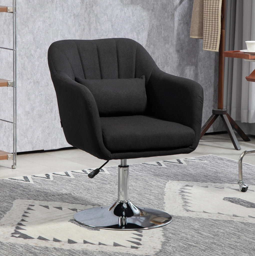 Poltrona lounge ULEVR girevole 360¡ã regolabile in altezza con braccioli e cuscino lombare, nera