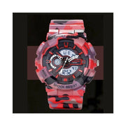 Trade Shop - Orologio Sportivo Sanda Uomo Resistente Acqua Cronografo Camouflage Rosso -