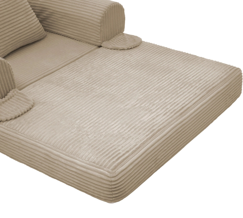 Poltrona letto singola 2 in 1 in velluto a coste marrone