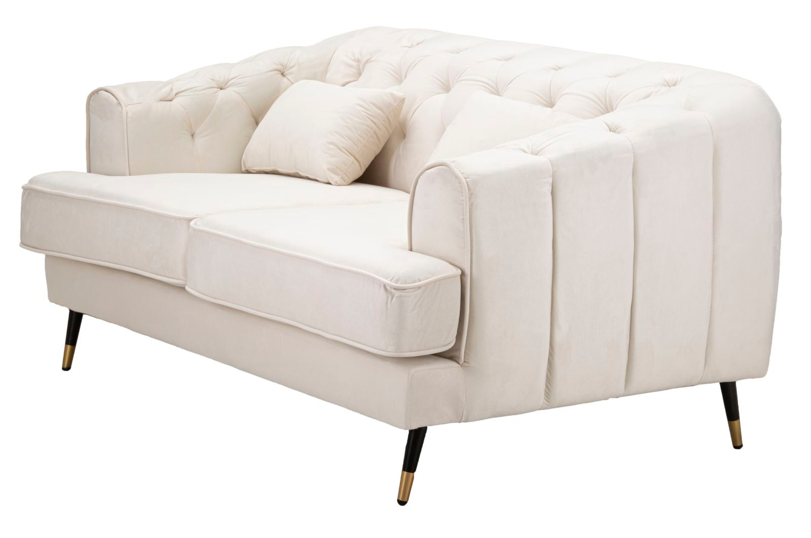 Divanetto 2 Posti Praga 146x71x86 cm in Poliestere Crema/Oro