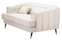 Divanetto 2 Posti Praga 146x71x86 cm in Poliestere Crema/Oro