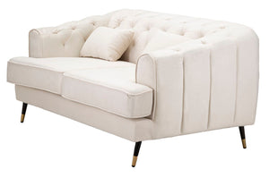 Divanetto 2 Posti Praga 146x71x86 cm in Poliestere Crema/Oro