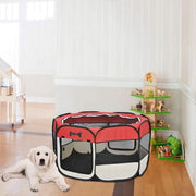 Recinzione per animali, trasportabile, per cani, gatti, conigli e altri piccoli animali, 125 x 125 x 64 cm, rosso