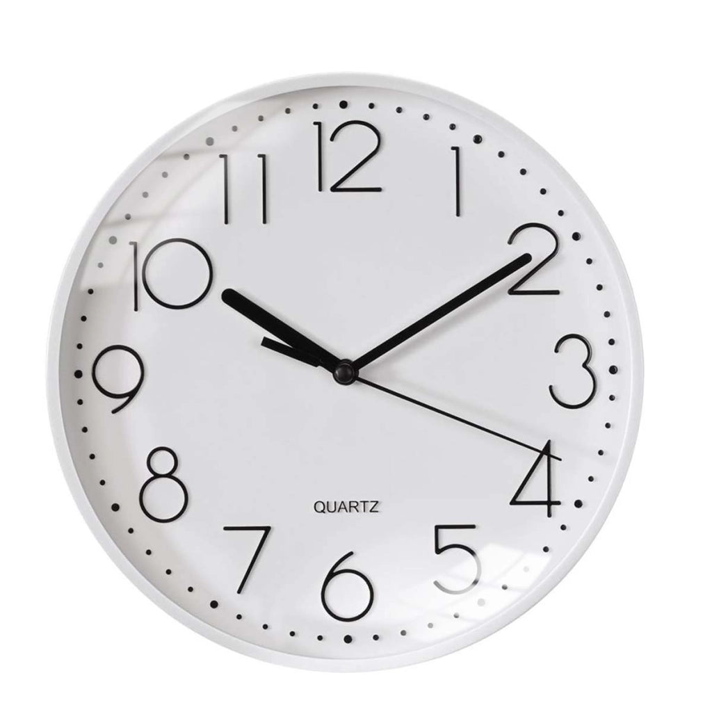 Orologio da parete silenzioso moderno da 26 cm per ufficio o soggiorno Bianco Avizar