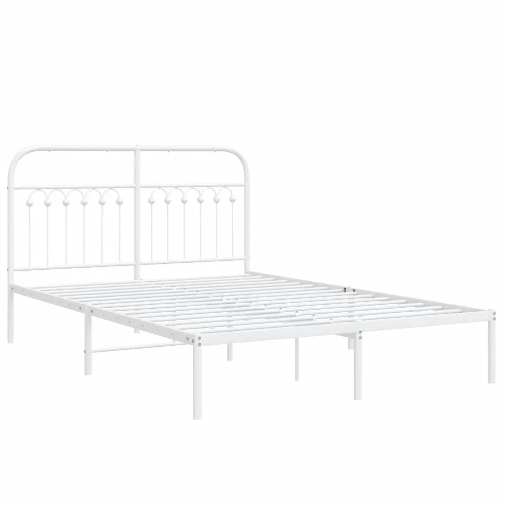 Giroletto con Testiera-Struttura Letto con testiera Metallo Bianco 140x190 cm 170834