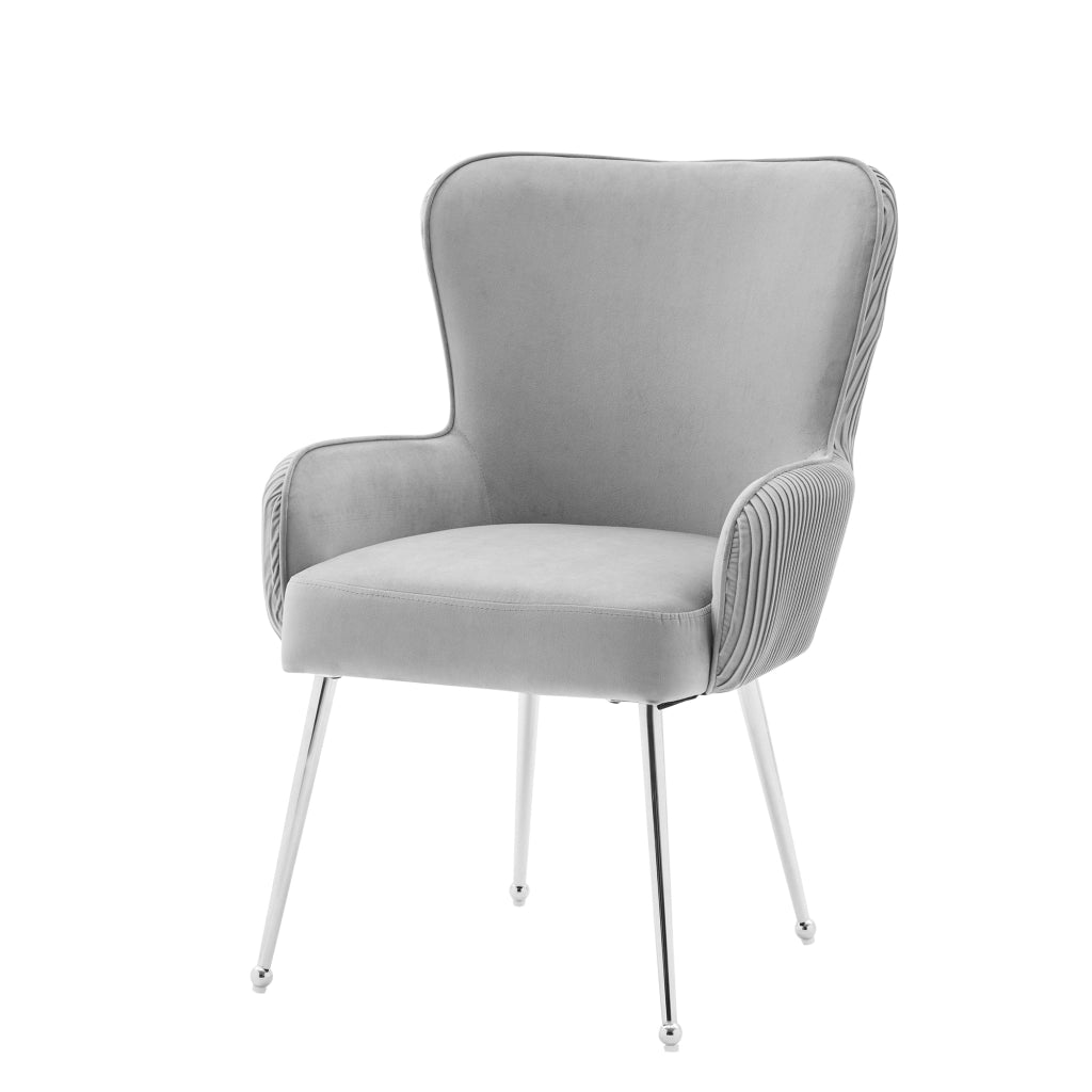 Set di 2 sedie da pranzo con braccioli; supporto lombare e piedini regolabili in velluto grigio