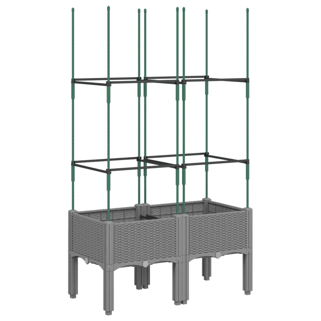 Fioriera | Cassetta per fiori | Vaso da Giardino con Graticcio Grigio 80x40x142,5cm PP