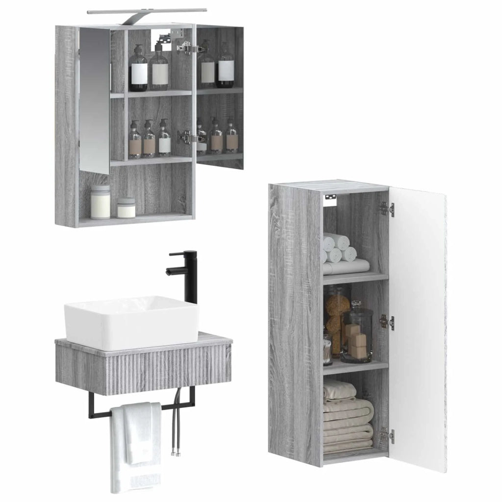 Set di Armadi da Bagno 4 pcs Sonoma grigio 50 x 14,5 x 70 cm 3407396