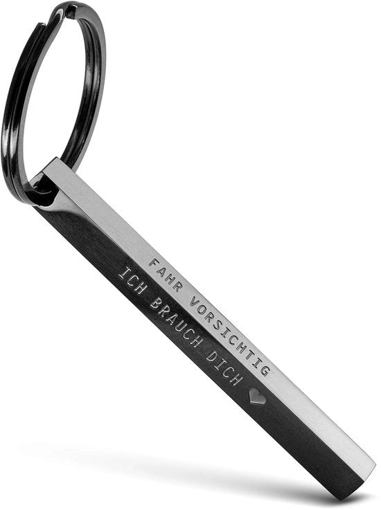 Sleutelhanger Kubus con Incisione Filigrana - Autosleutelhanger a forma di cubo in acciaio inossidabile - Manico con incisione filigrana a profondità ridotta Rijd voorzichtig