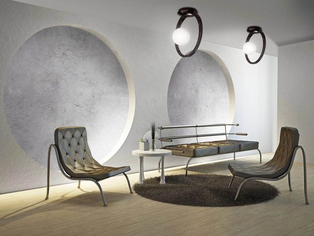 DEA-PL Lampada da soffitto 1 luce effetto marmo nero e vetro stinato attacco E27