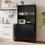 Armadio da cucina con piano di lavoro, armadietto a buffet con stazione di ricarica, buffet da cucina con porta bicchieri da vino e scaffale regolabile, multiuso, 80 x 40 x 164 cm