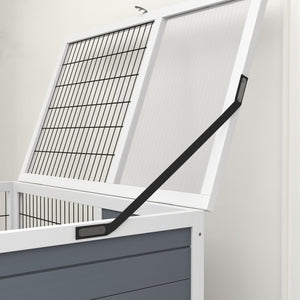 Conigliera in Legno da Interno a 2 Livelli con Ruote Vassoi Estraibili e Rampe Grigio