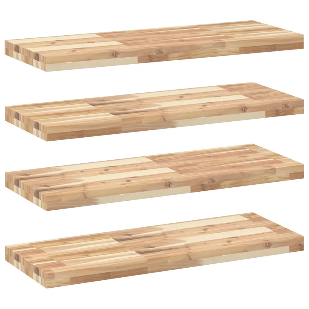 Mensole da Parete 4 pz 80x30x4 cm Legno Acacia Non Trattato 3279454