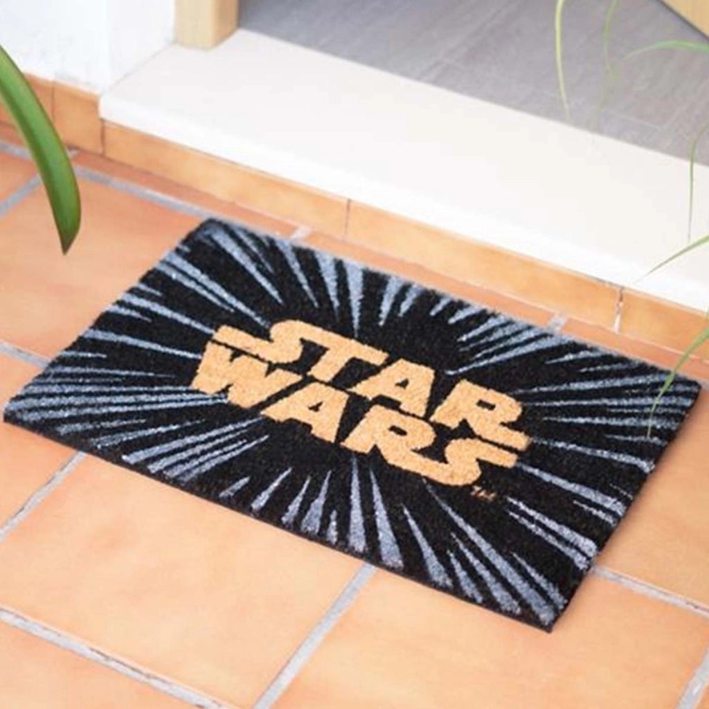 Zerbino Decorativo Motivo Saga Galattica 40x60 cm Antiscivolo Nero / Arancione Star Wars
