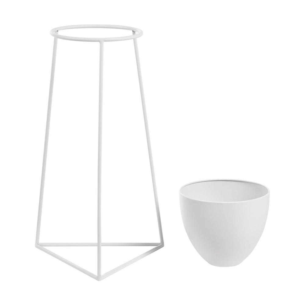 Portavaso Portapiante da Interno in Ferro Bianco 30 x 28 x 58 cm Stile Moderno