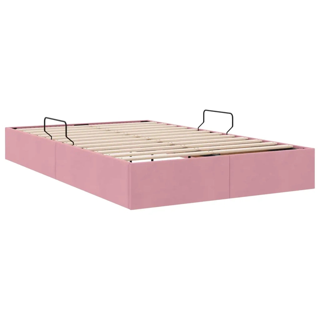 Letto ottomano con archiviazione Rosa 120 x 200 cm Velluto 3442879
