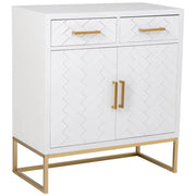 Credenza con 2 cassetti e 2 ante in legno e metallo bianco 80x39,5x89