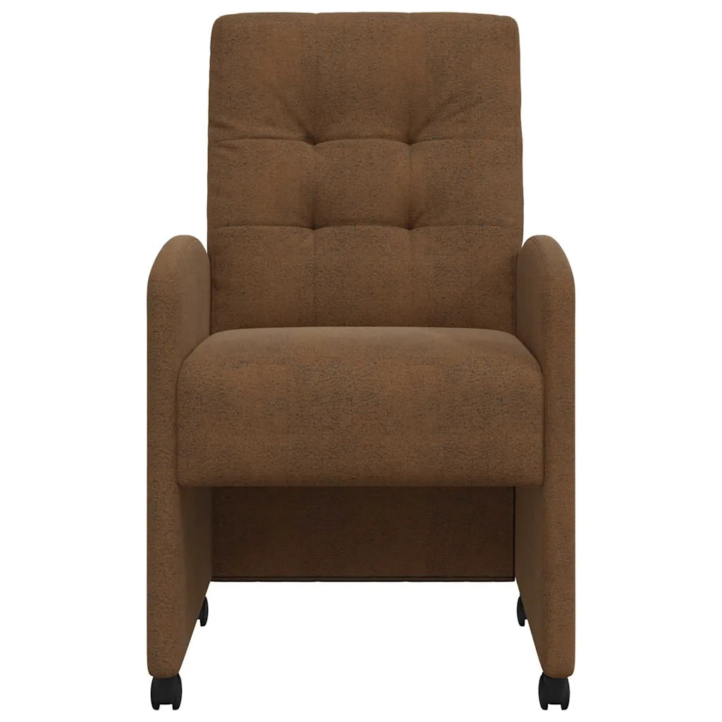 Sedie da Pranzo con Ruote 2 pcs Marrone 58 x 67 x 97 cm
