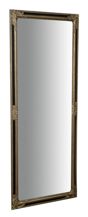 Biscottini Specchio Specchiera Impero da parete e appendere verticale/orizzontale L72xPR4xH180 cm finitura argento e nero anticato