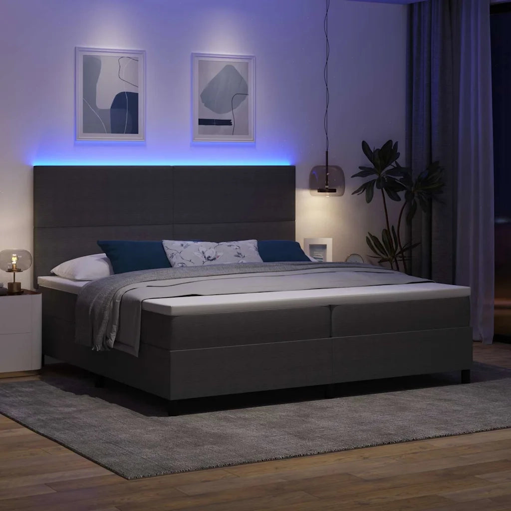 Letto a Sorgente LED Grigio chiaro e bianco 200 x 200 cm 3337659