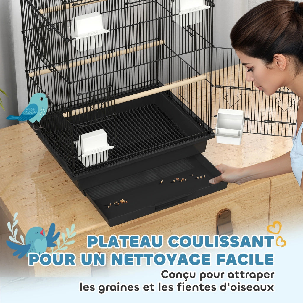 Gabbia per uccelli voliera con altalena ¨C zephmum ¨C 50,5x41x104 cm acciaio nero