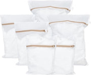 Set di 6 waschette in diverse misure, nettas ademanti con chiusura a raffia per la lavatrice.