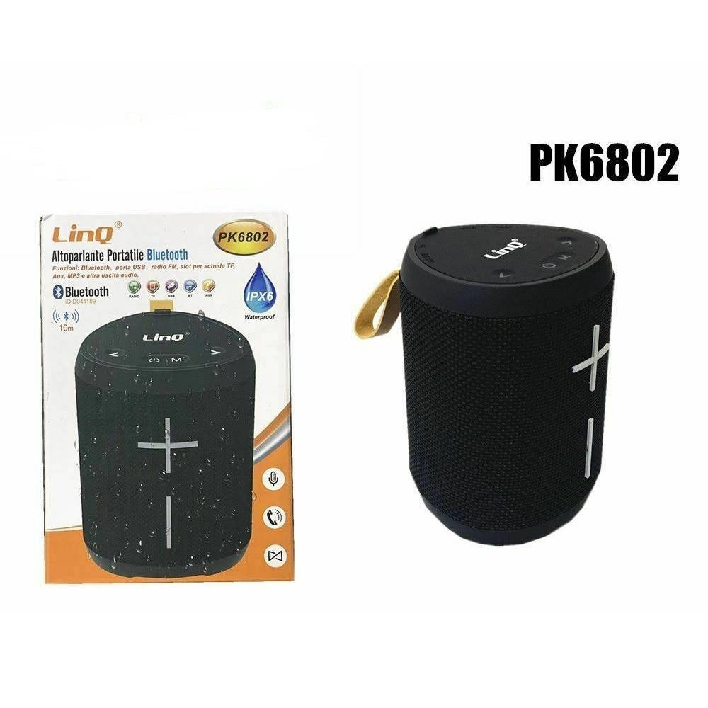 Trade Shop - Speaker Cassa Bluetooth Portatile Impermeabile Usb Radio Fm Tf Linq Pk6802 -