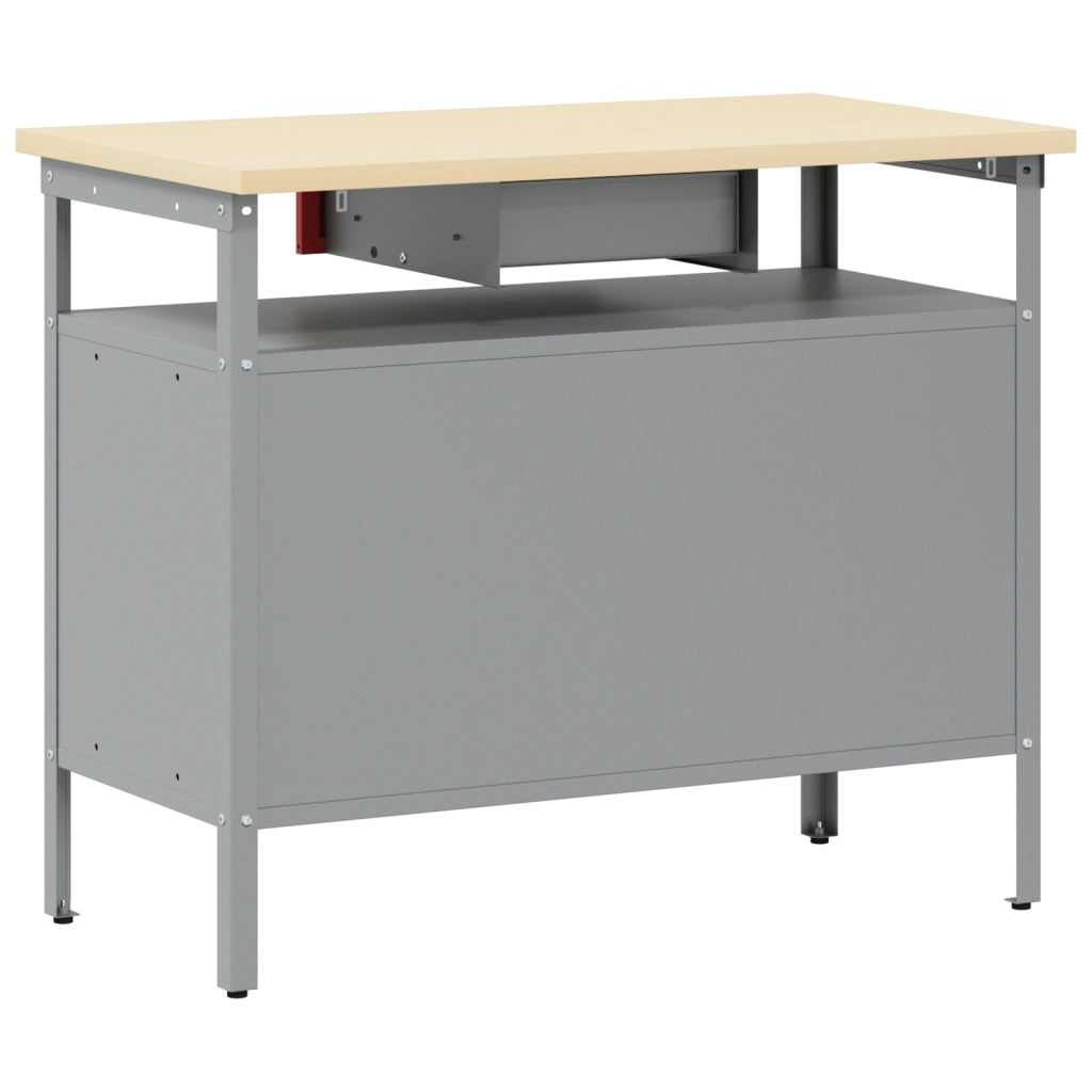 Banco da lavoro  con Porta Bloccabile Rosso 100x55x85 cm Acciaio