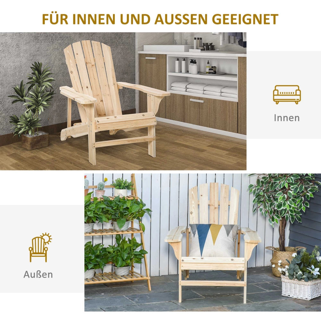 Sedia Adirondack in legno impermeabile; schienale alto e braccioli; comoda sedia da giardino
