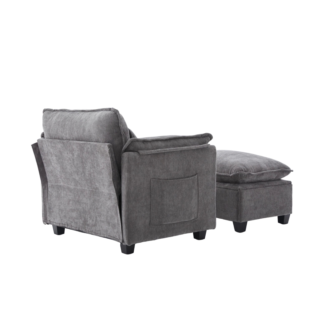 Poltrona XL con Poggiapiedi e Cuscino ¨C MINIMAL ¨C Velluto, Soggiorno