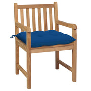 Sedie da Giardino 2 pz | Sedie da Esterno con Cuscini Blu in Massello di Teak