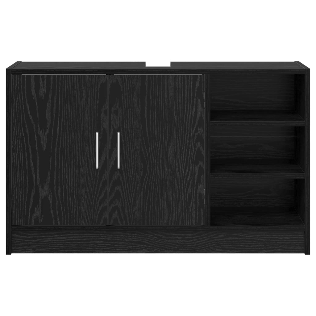 Armadio Lavabo Rovere Nero 90x29x55 cm Legno Ingegnerizzato