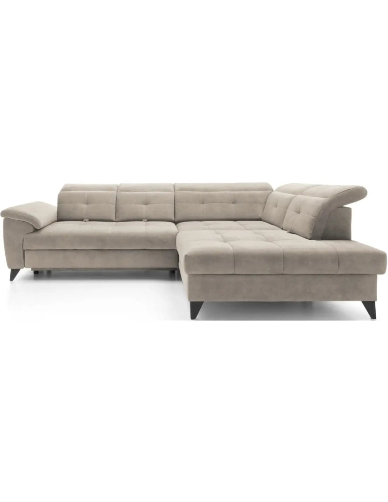 Divano ad angolo Beige 5 posti angolo destro letto supplementare INFERNO