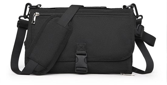 Verschonmat portatile per bambino - Set di cambiamento per bambino portatile con taschino per pannolini, disegnato per essere portatile, set di cambiamento per viaggi, regalo per neonati - nero, classico