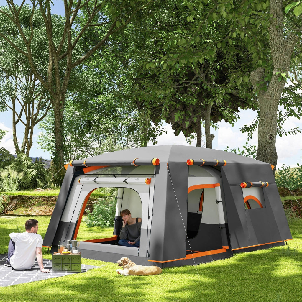 Tenda da Campeggio-Tenda per Escursionismo  per 5 Persone con 2 Stanze e Veranda, Impermeabile e UPF 30+, Borsa di Trasporto, Grigio