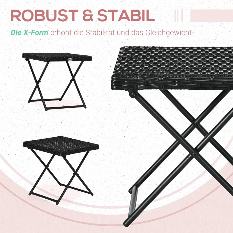 Tavolino da Balcone Pieghevole ¨C MINIMAL ¨C Polyrattan, Acciaio, Nero, 40x40x40 cm