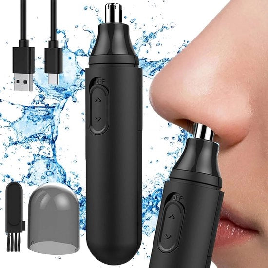 Trimmer per naso e orecchio caricabile, IPX7 impermeabile all'acqua, due lame, trimmer professionale senza dolore per sopracciglia e ciglia per uomini e donne