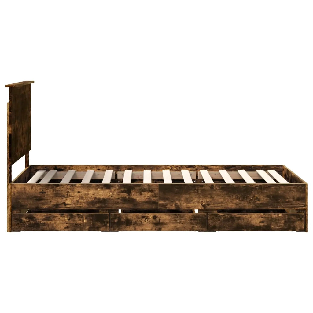 Struttura del letto con cassetto-Giroletto con contenitore-Rete del Letto Rovere fum¨¦ 90 x 200 cm 200322